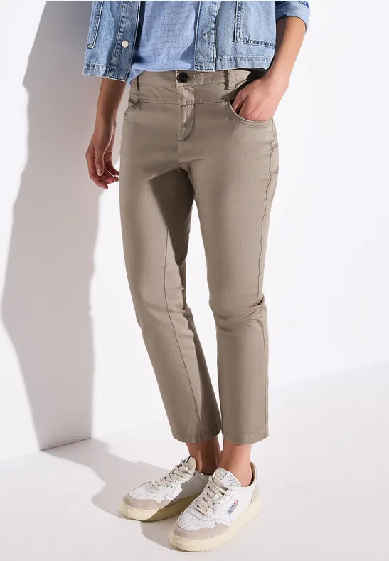 Street One Frauen 7/8-Satinhose in Beige, Gr: 40