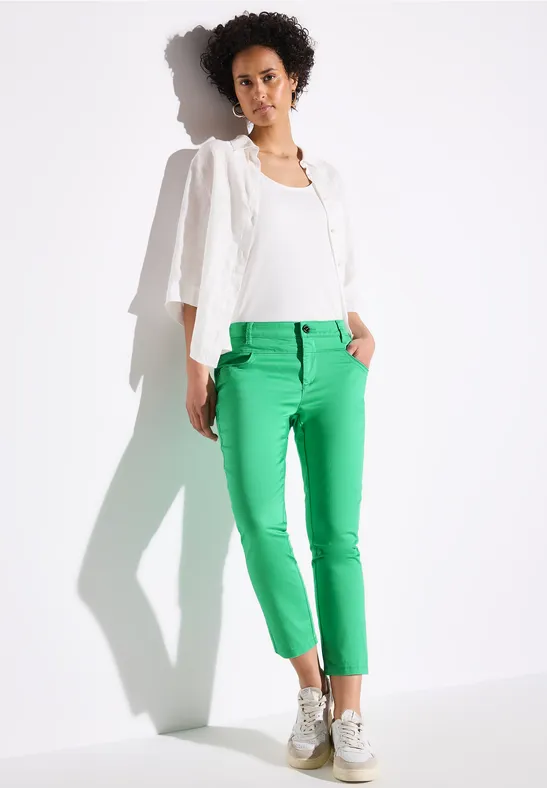 Street One Frauen 7/8-Satinhose in Grün, Gr: 32