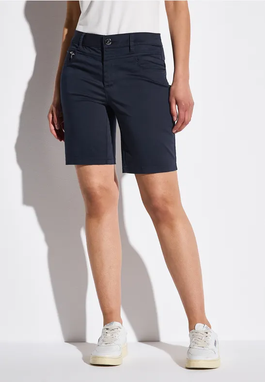Thumbnail - Street One Frauen Satin Bermuda mit Zipper in Blau, Gr: 44