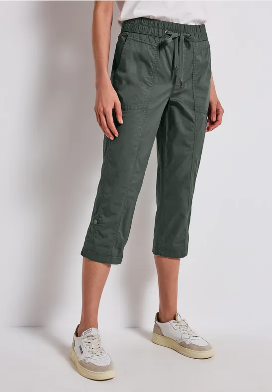 Street One Frauen 3/4-Hose mit Turn-Up in Grün, Gr: 36