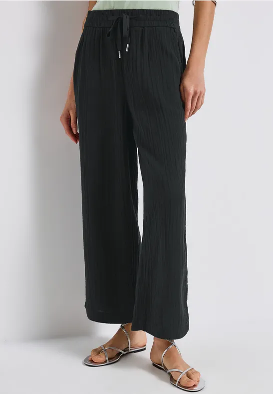 Thumbnail - Street One Frauen Wide Leg Musselin Hose in Grün, Gr: 40