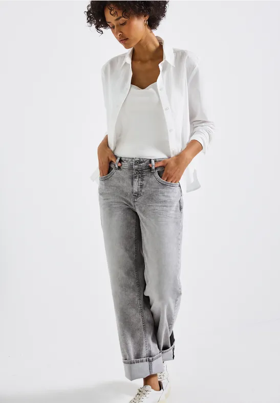 Thumbnail - Street One Frauen Straight Leg Jeans in Grau, Gr: 31