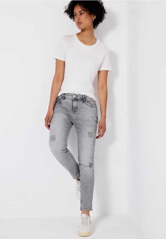 Thumbnail - Street One Frauen Jeans im Destroyed-Look in Grau, Gr: 29