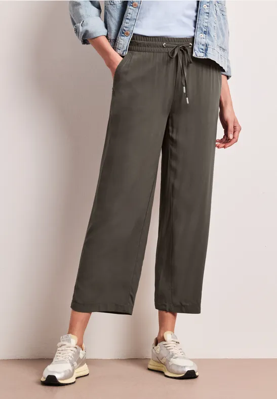 Street One Frauen Wide Leg Hose in Braun, Gr: 32