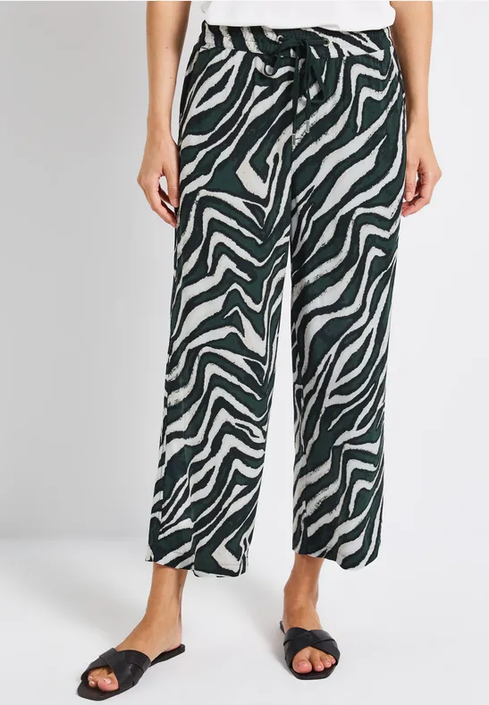 Thumbnail - Street One Frauen Zebra Wide Leg Hose in Grün, Gr: 36