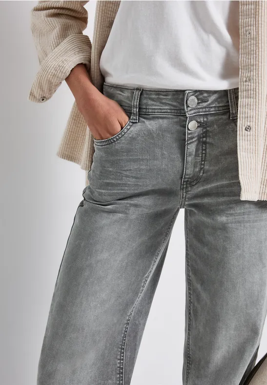 Street One Frauen Straight Leg Jeans in Grau, Gr: 26