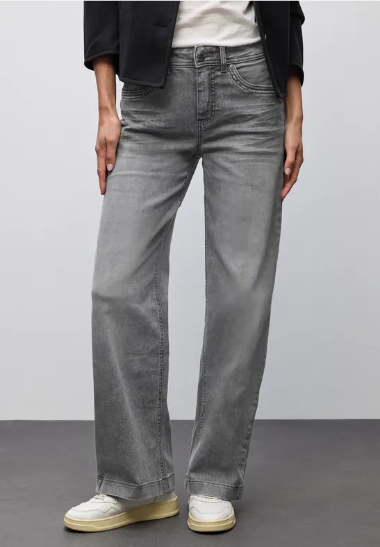 Thumbnail - Street One Frauen Wide Leg Jeans in Grau, Gr: 32