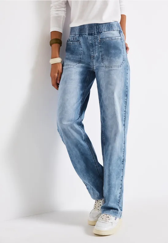 Thumbnail - Street One Frauen Jeans mit Elastikbund in Blau, Gr: 33