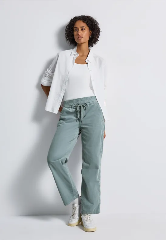 Street One Frauen Washed Look Cordhose in Blau, Gr: 40