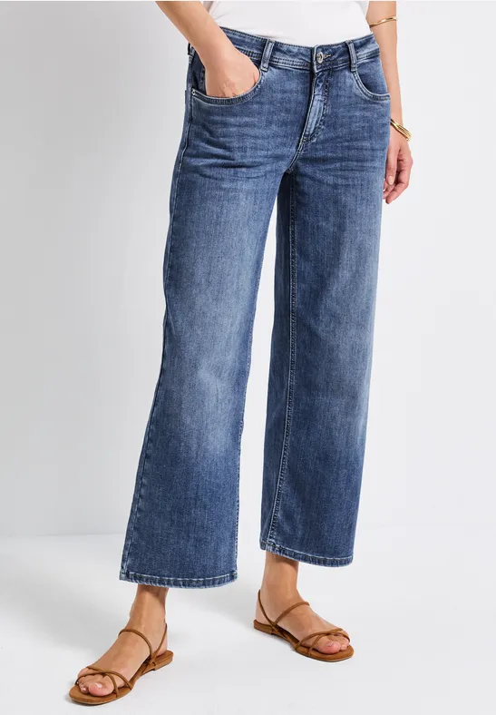 Street One Frauen Wide Leg Jeans in Blau, Gr: 27