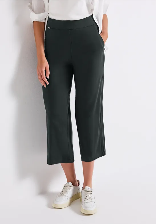Thumbnail - Street One Frauen Wide Leg Jersey-Hose in Grün, Gr: 46