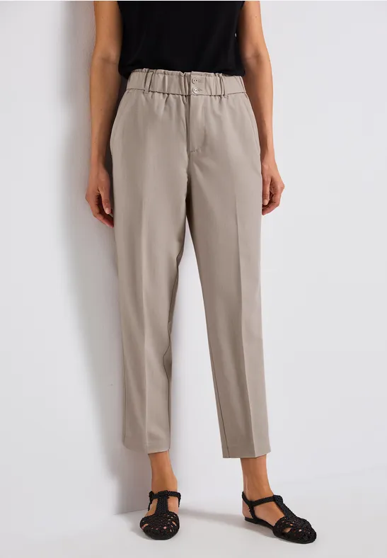 Thumbnail - Street One Frauen Melange-Look Paperbag Hose in Beige, Gr: 36