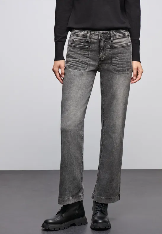 Thumbnail - Street One Frauen Wide Leg Jeans in Grau, Gr: 32