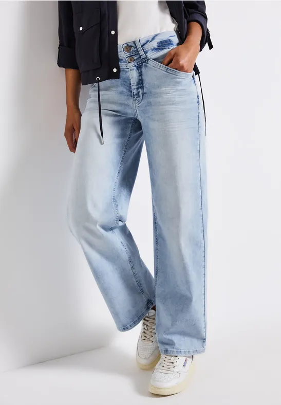 Thumbnail - Street One Frauen Bleached Wide Leg Jeans in Blau, Gr: 25