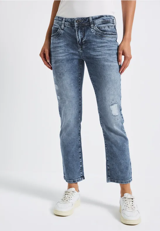 Thumbnail - Street One Frauen Jeans mit Destroyed-Details in Blau, Gr: 34