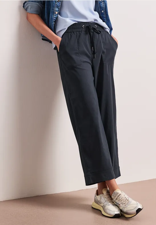 Street One Frauen Casual Fit Hose mit Turn-Up in Blau, Gr: 32