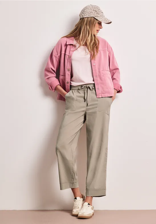 Street One Frauen Casual Fit Hose mit Turn-Up in Beige, Gr: 36