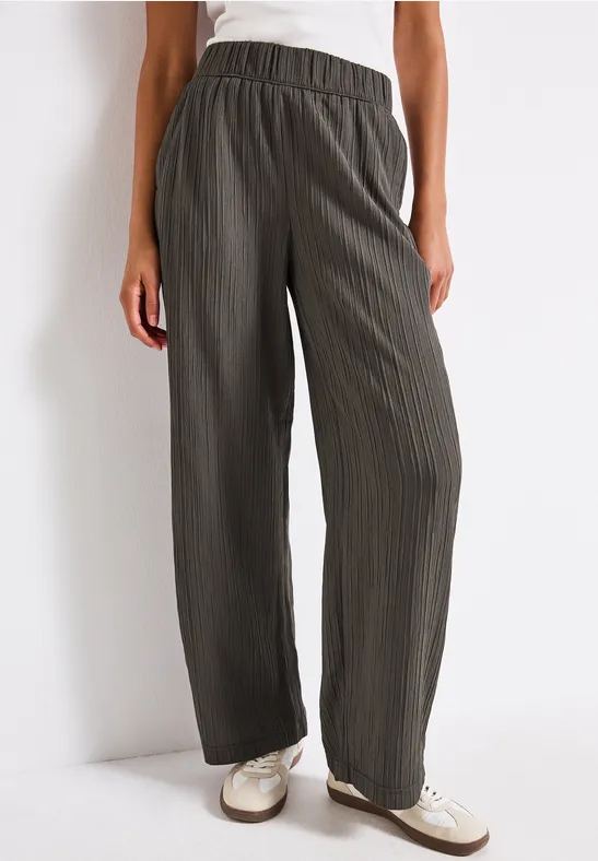 Thumbnail - Street One Frauen Wide Leg Crinkle Hose in Braun, Gr: 46