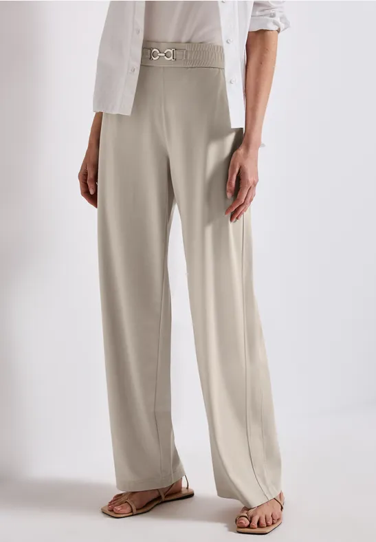 Thumbnail - Street One Frauen Glitzernde Wide Leg Hose in Beige, Gr: 42