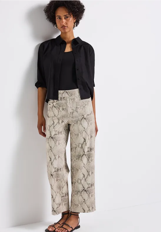 Thumbnail - Gemusterte Straight Leg Hose