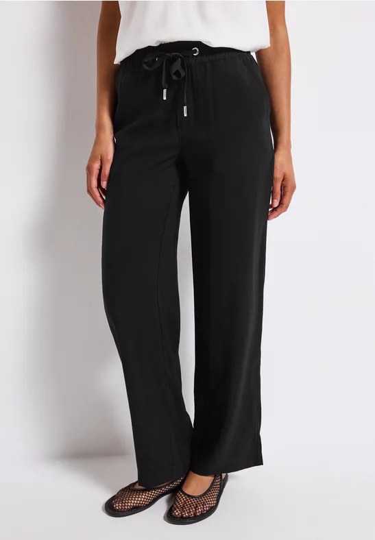 Thumbnail - Street One Frauen Straight Leg Twill Hose in Schwarz, Gr: 38