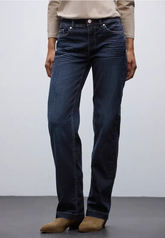 Street One Frauen Straight Leg Jeans in Blau, Gr: 31