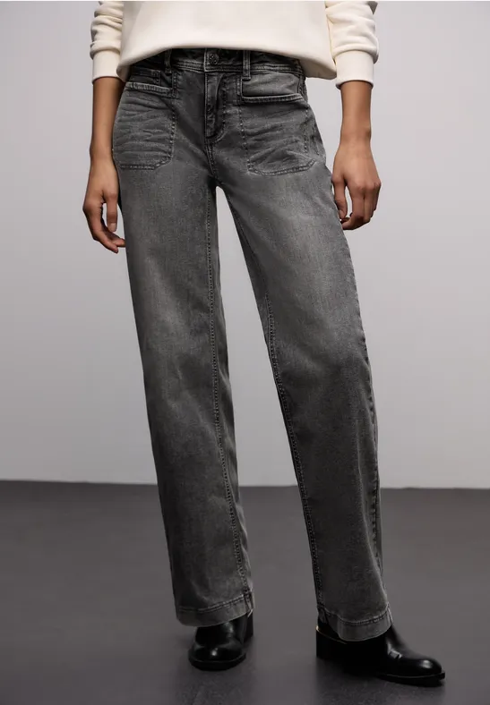 Thumbnail - Street One Frauen Wide Leg Jeans in Grau, Gr: 27