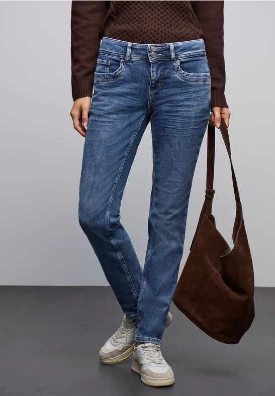 Thumbnail - Street One Frauen Jeans im Casual Fit in Blau, Gr: 27