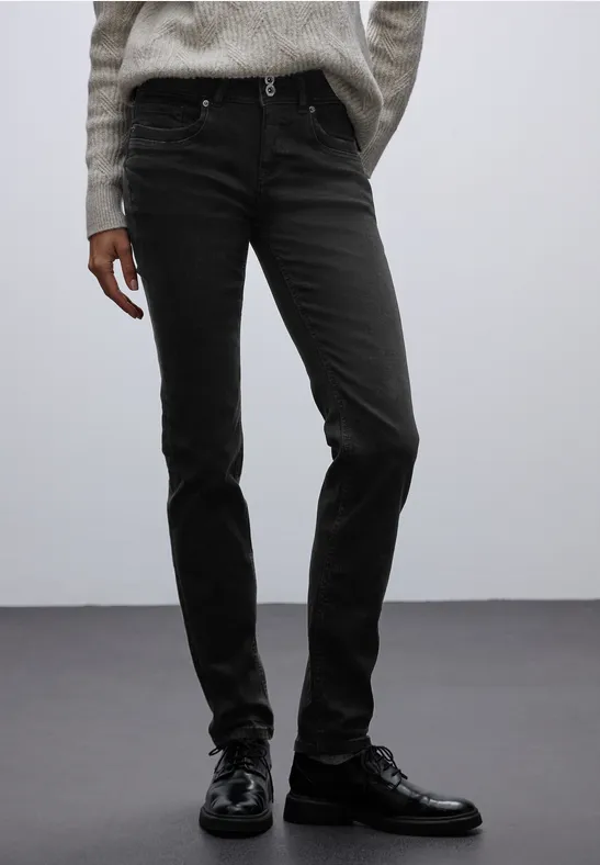Street One Frauen Casual Fit Jeans in Schwarz, Gr: 24