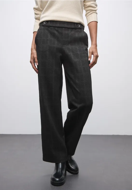 Thumbnail - Street One Frauen Karierte Straight Leg Hose in Grau, Gr: 36