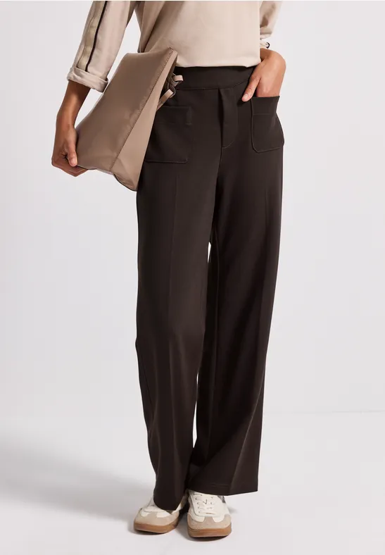 Street One Frauen Straight Leg Hose in Braun, Gr: 32