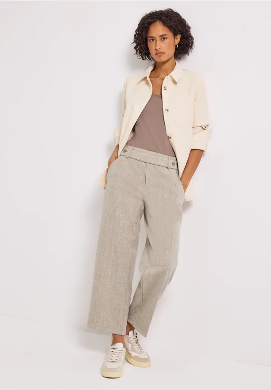 Thumbnail - Street One Frauen Straight Leg Melange Hose in Beige, Gr: 44