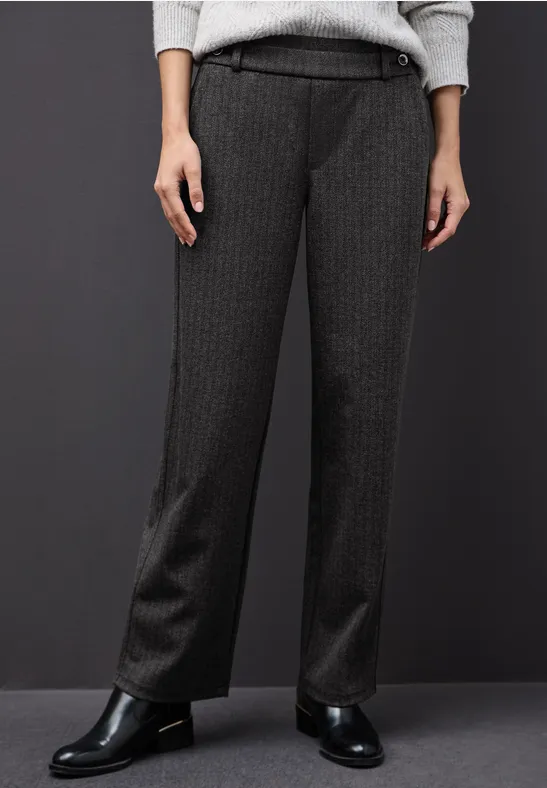 Street One Frauen Straight Leg Hose in Schwarz, Gr: 32