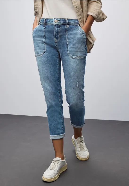 Thumbnail - Street One Frauen Jeans mit Destroyed Details in Blau, Gr: 31
