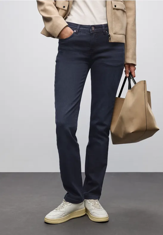 Street One Frauen Straight Leg Jeans in Blau, Gr: 27