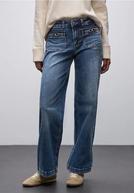 Thumbnail - Street One Frauen Wide Leg Jeans in Blau, Gr: 34