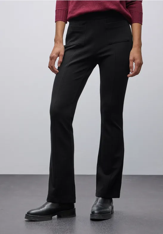 Street One Frauen Bootcut Strukturhose in Schwarz, Gr: 32