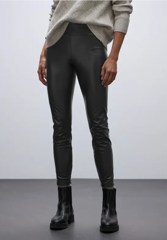 Thumbnail - Street One Frauen Leder Look Leggings in Schwarz, Gr: 44