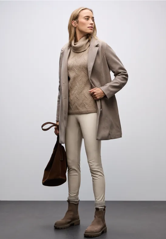 Thumbnail - Street One Frauen Leder Look Leggings in Beige, Gr: 34