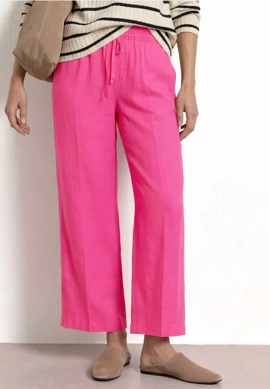 Street One Frauen Wide Leg Hose im Loose Fit aus Leinen in Pink, Gr: 36