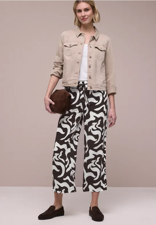 High Waist Wide Leg Hose mit Print female Braun