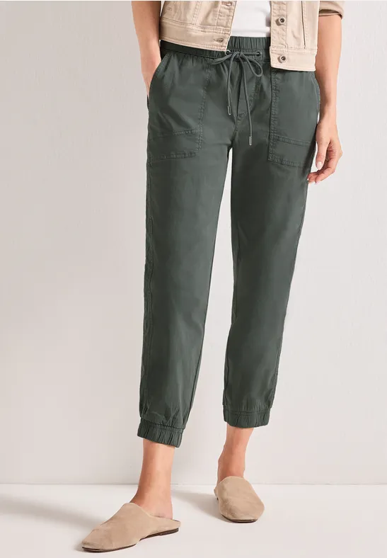 Slim Leg Hose in Papertouch-Qualität female Grün