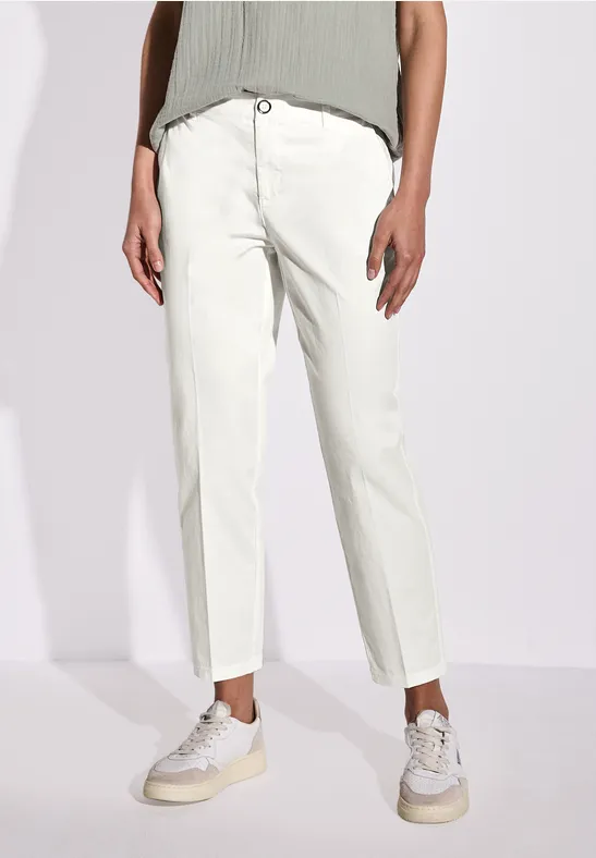 Street One Frauen Softe Twill Chino in Weiß, Gr: 42
