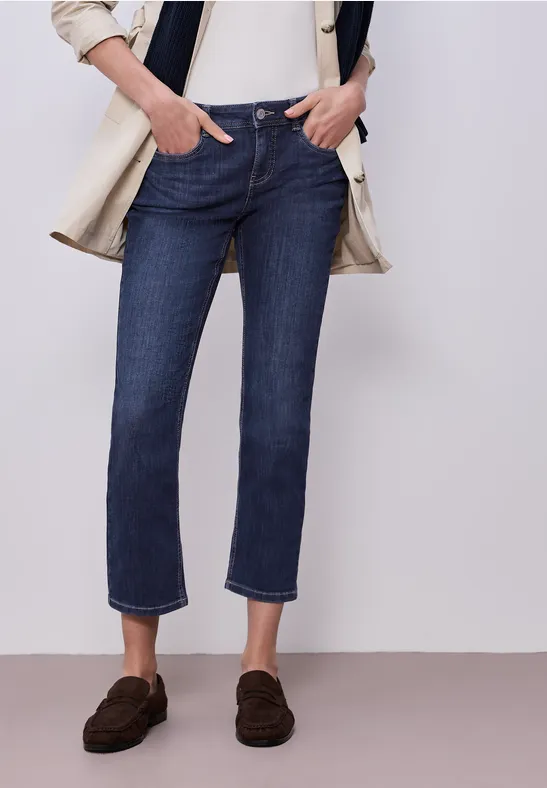 Street One Frauen Straight Leg Jeans in Blau, Gr: 24