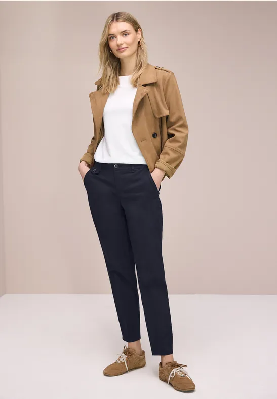 Street One Frauen Chino im Casual Fit in softer Qualität in Blau, Gr: 34