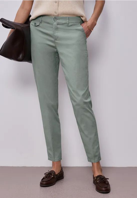 Street One Frauen Chino im Casual Fit in softer Qualität in Grün, Gr: 42