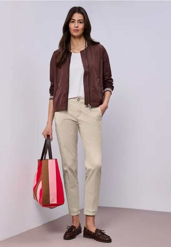 Street One Frauen Chino im Casual Fit in softer Qualität in Beige, Gr: 32