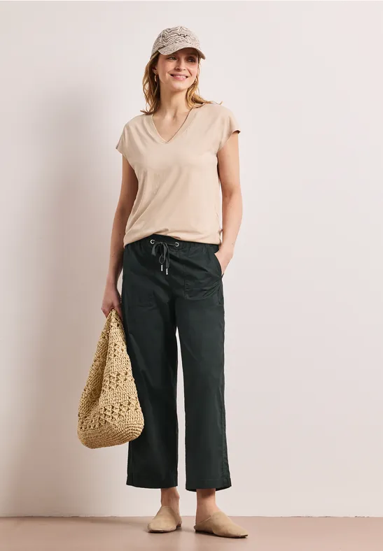 Street One Frauen Straight Leg Hose in Hose Papertouchware in Grün, Gr: 34