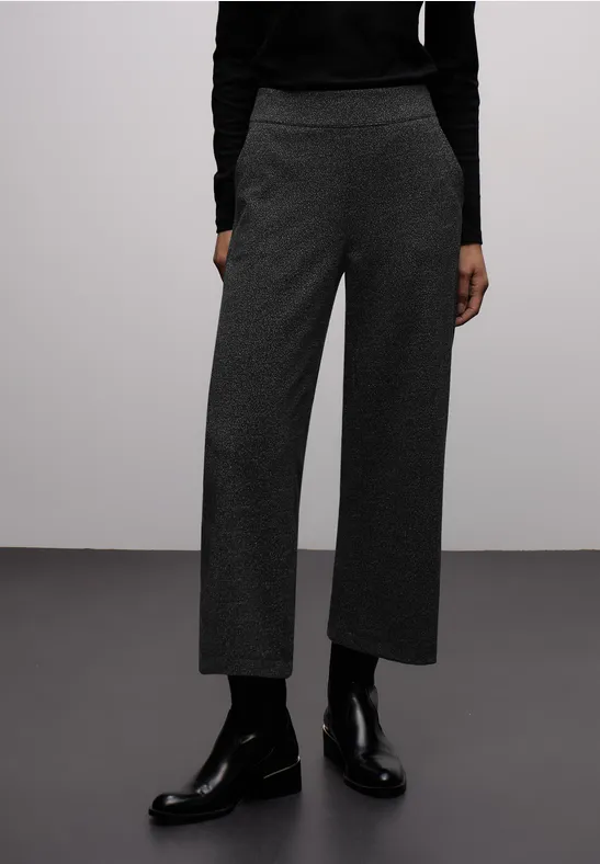 Thumbnail - Street One Frauen Culotte mit feinem Muster in Schwarz, Gr: 34