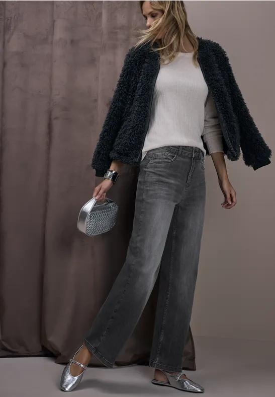 Thumbnail - Street One Frauen Wide Leg Jeans in Grau, Gr: 33